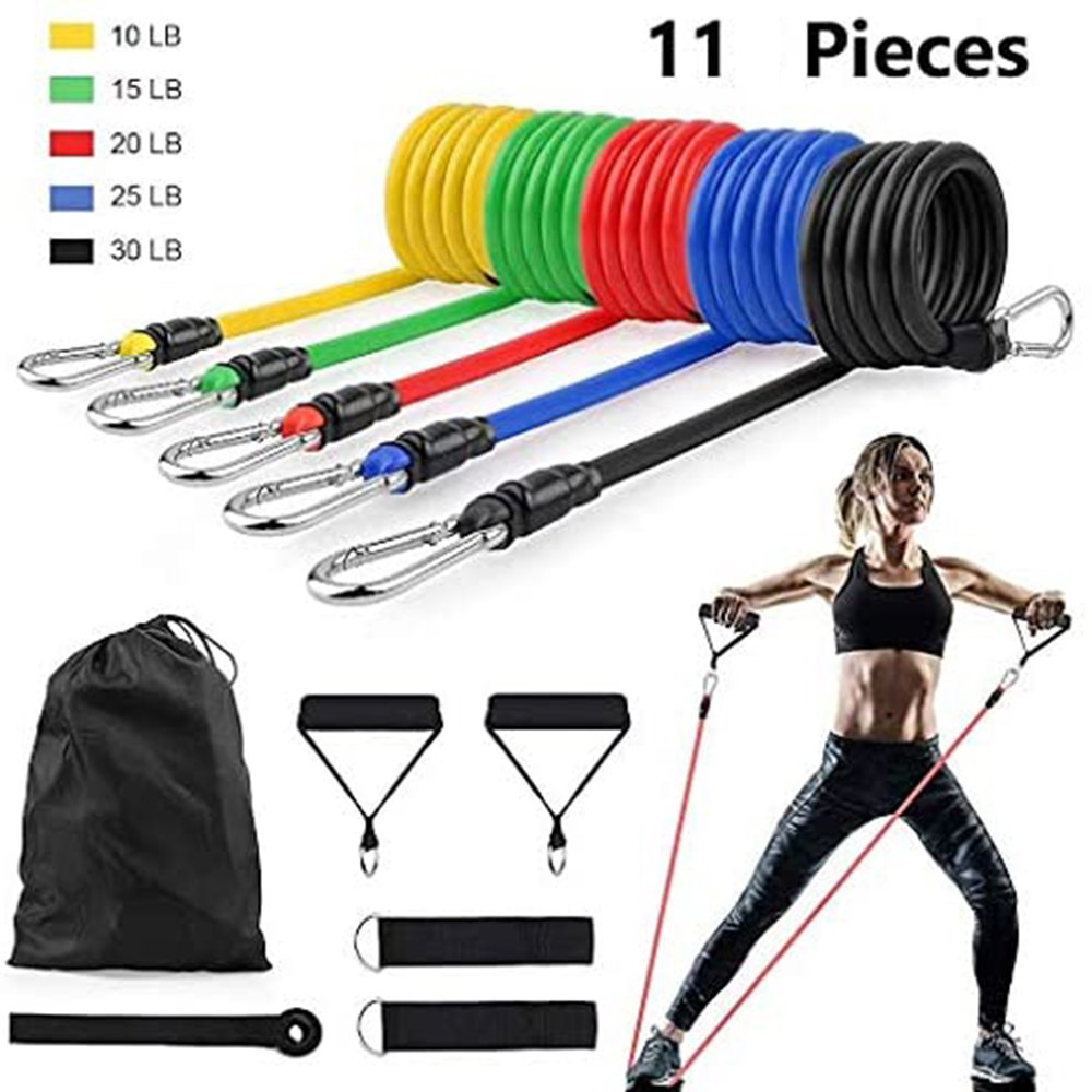 Stackable Up to 100 lbs Exercise Bands with Door Anchor Fitness Tubes Set for Resistance Training Home Gym Fitness Yoga Pilates Carry Bag and Workout Guide Resistance Bands Set with Handles Ankle Straps 